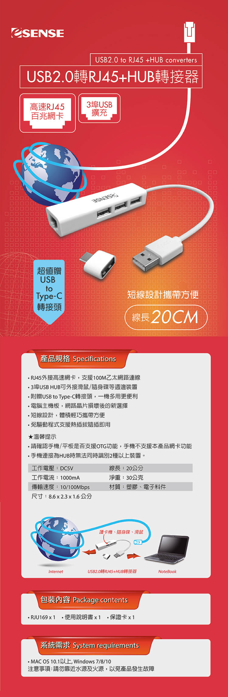 逸盛 RJU169 USB有線網卡+HUB-內.jpg